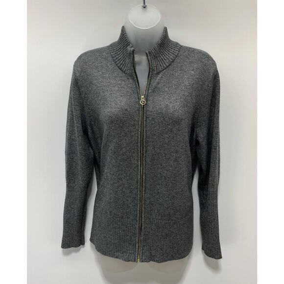 Calvin Klein Womans Gray Cardigan Sweater Sweatshirt Size Large Full Zip - Picture 1 of 8